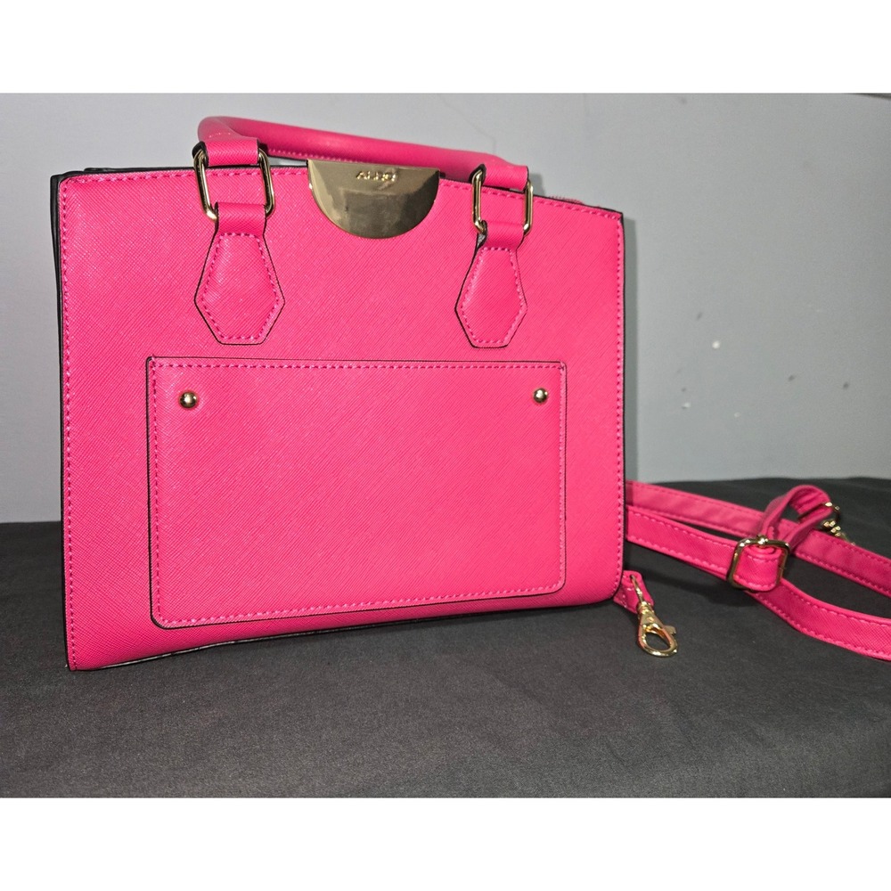 Aldo Hot Pink Saffiano Satchel Handbag Gold Hardware Crossbody Bag - Picture 4 of 8